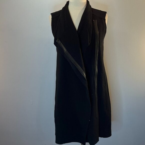 Vince Women's Black Wool & Leather Long Jacket / Sweater - Size XS - Picture 3 of 7